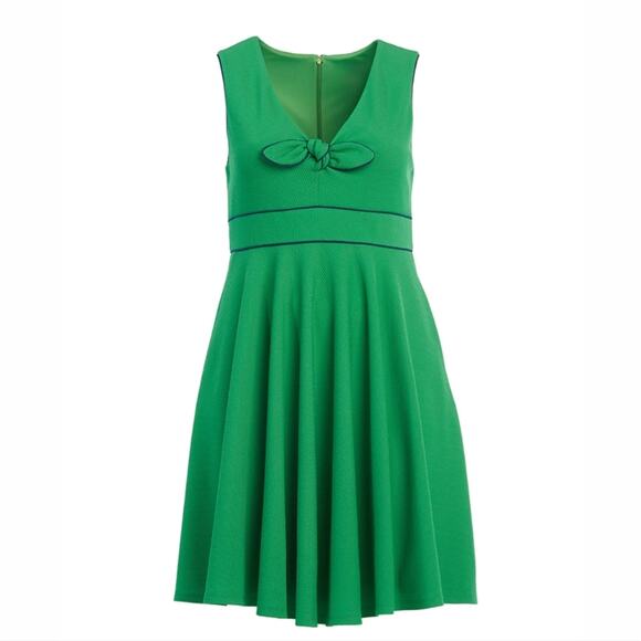 Hutch by Anthropologie Bowtie Fit and Flare Kelly Green Sleeveless Dress - Picture 1 of 10